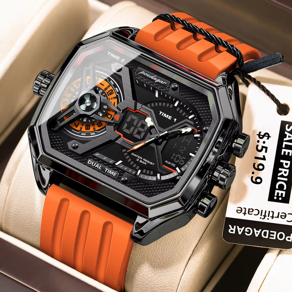 POEDAGAR Top Luxury Men Clock LED Calendar Week Luminous Man Wristwatch Electronic Rectangle Silicone Strap Quartz Men's Watches 50% OFF Add to cart now and claim your discount!