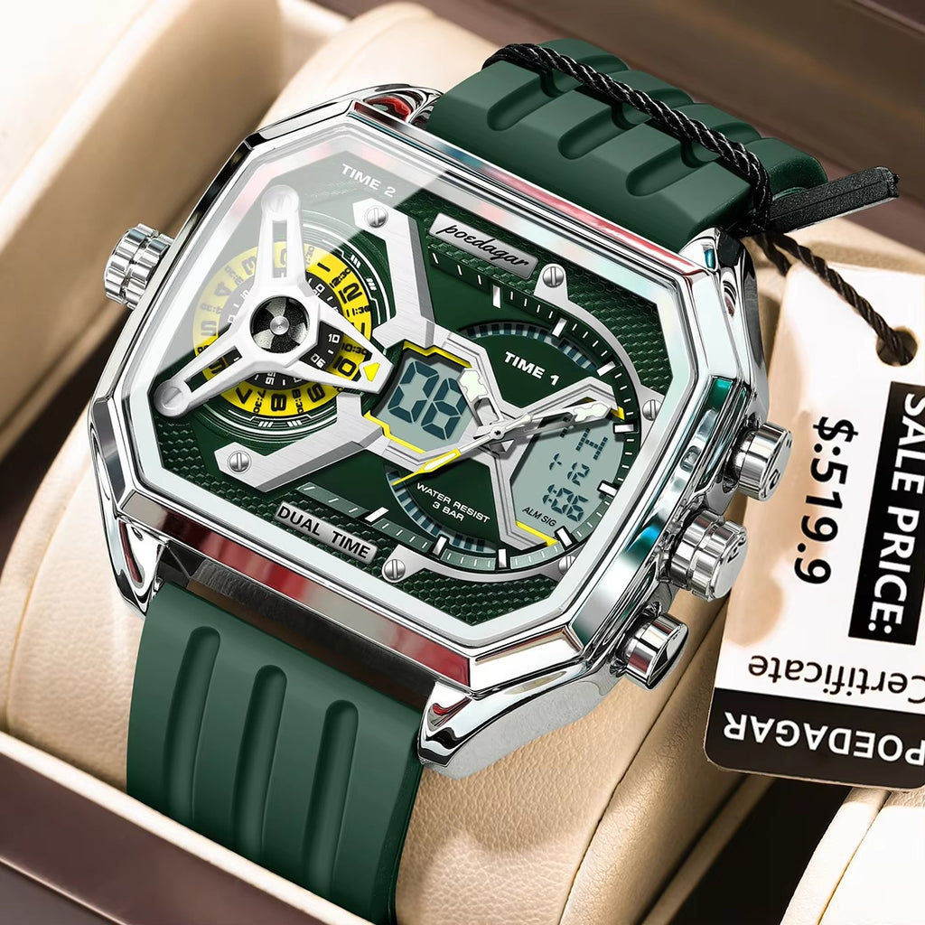 POEDAGAR Top Luxury Men Clock LED Calendar Week Luminous Man Wristwatch Electronic Rectangle Silicone Strap Quartz Men's Watches 50% OFF Add to cart now and claim your discount!