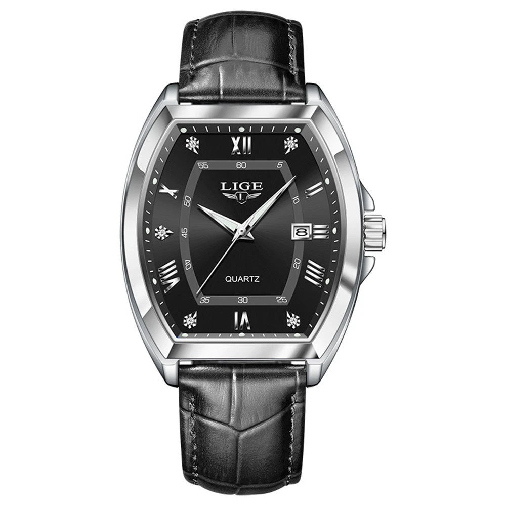 LIGE Men Watch Rectangle Leather Wristwatch Casual Males Quartz Business 50% OFF Add to cart now and claim your discount!
