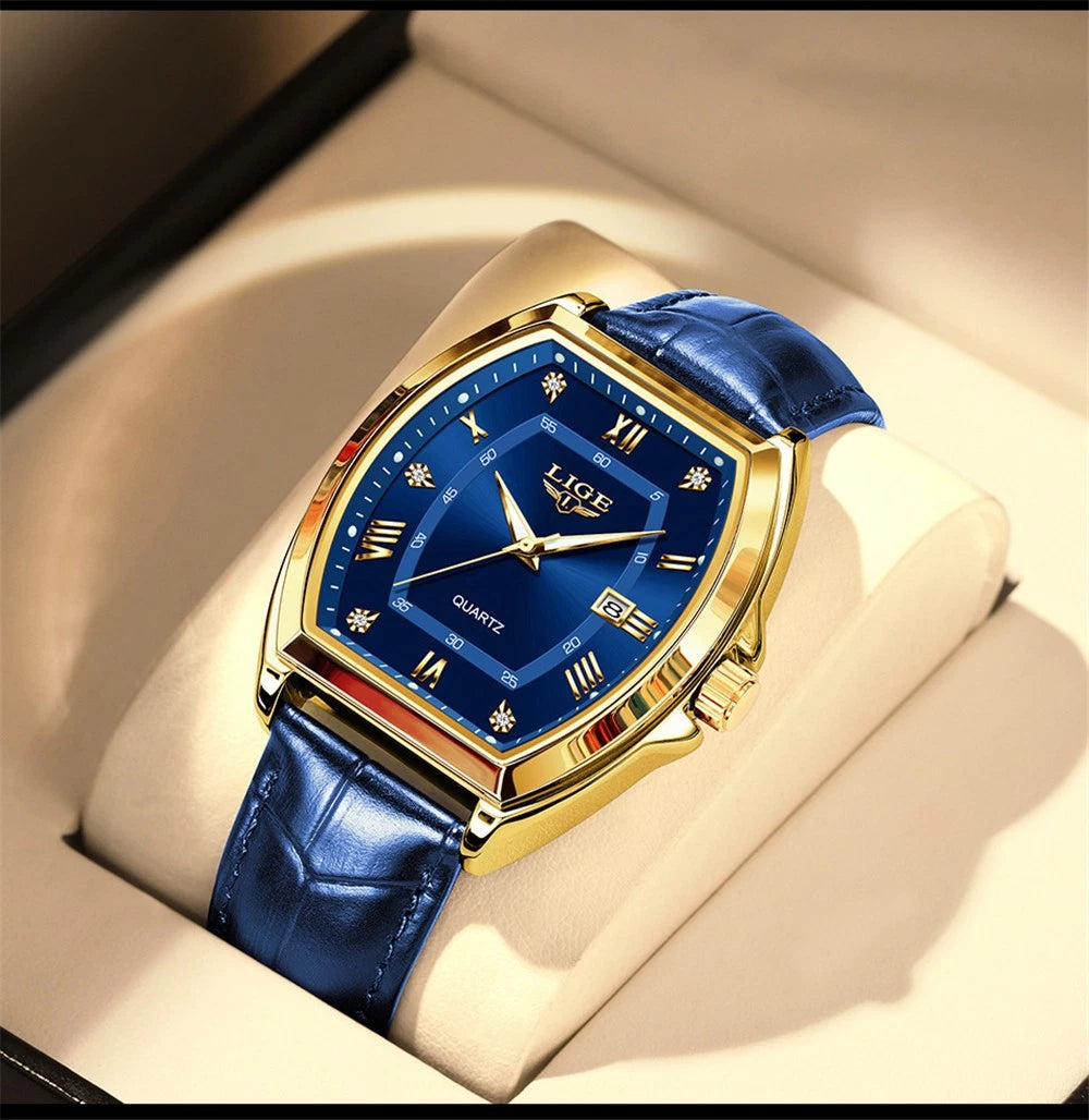 LIGE Men Watch Rectangle Leather Wristwatch Casual Males Quartz Business 50% OFF Add to cart now and claim your discount!
