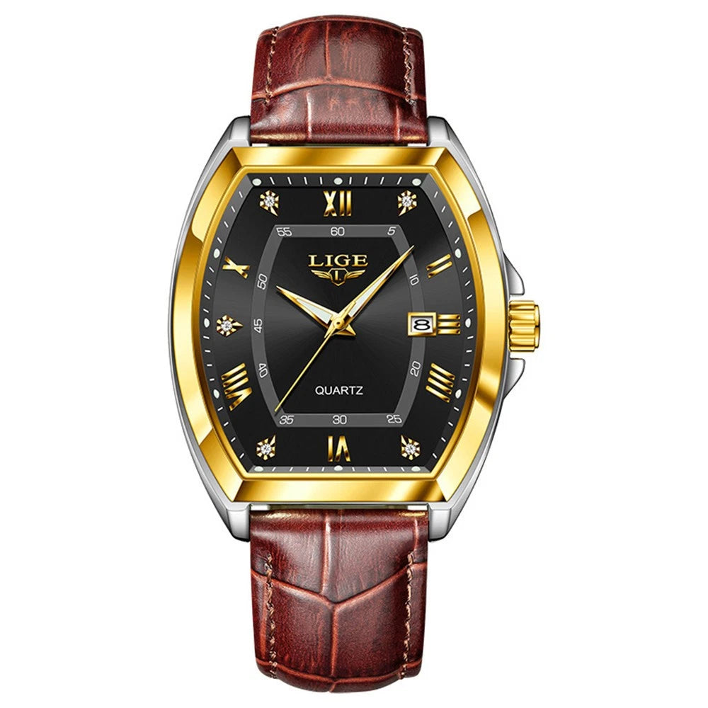 LIGE Men Watch Rectangle Leather Wristwatch Casual Males Quartz Business 50% OFF Add to cart now and claim your discount!