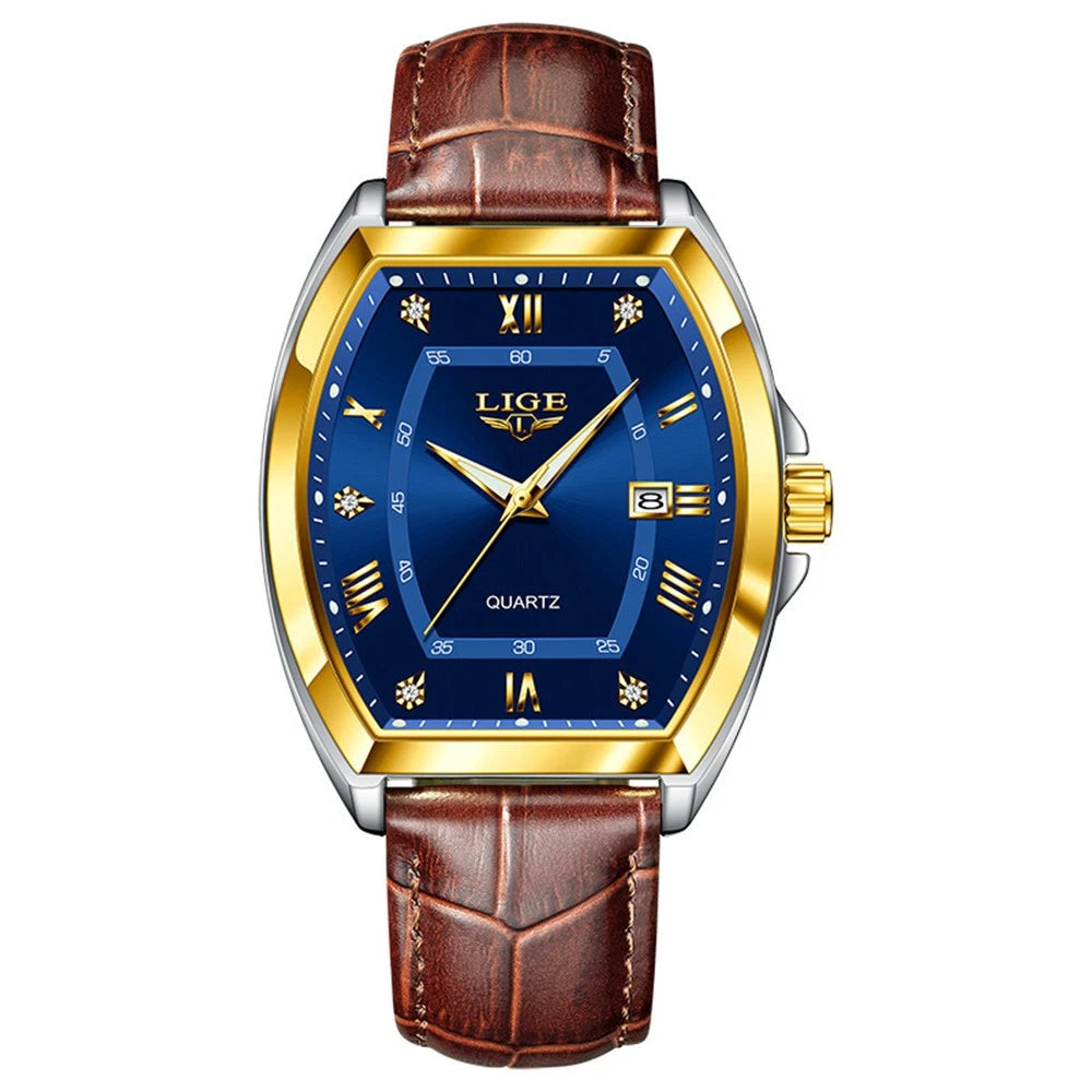 LIGE Men Watch Rectangle Leather Wristwatch Casual Males Quartz Business 50% OFF Add to cart now and claim your discount!